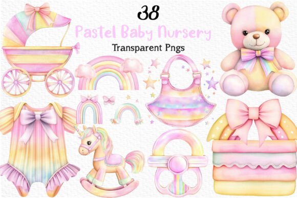 Download Pastel Baby Clipart Watercolor Nursery - Watercolor Collection