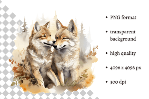 Download Watercolor Wolves PNG Clipart - Watercolor Collection
