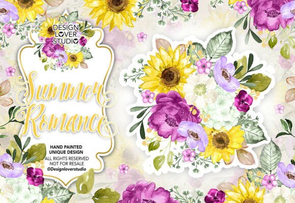 Download Watercolor SUMMER ROMANCE Design, Spring - Watercolor Collection