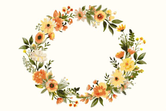Download Watercolor Wreath Floral Frame with Circ - Watercolor Collection