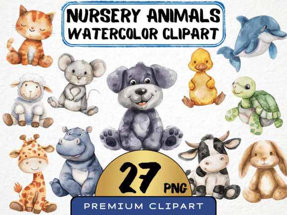 Download Watercolor Nursery Animal Clipart 27 PNG - Watercolor Collection