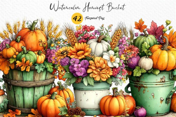 Download Watercolor Harvest Bucket PNG Clipart - Watercolor Collection