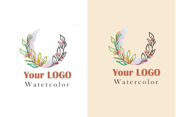 Download Watercolor Moon Botanical Logo - Watercolor Collection