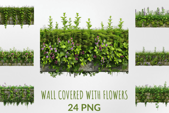 Download Wall Covered with Wild Flowers Clipart - Flowers Collection