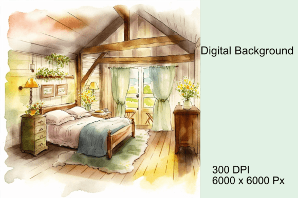 Download Watercolor Country Bedroom Background - Watercolor Collection