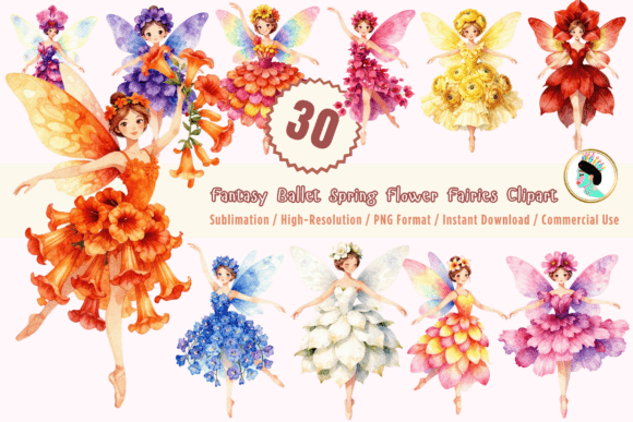 Download Flower Fairy Watercolor Clipart Bundle - Watercolor Collection