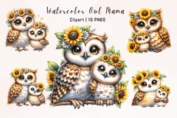 Download Watercolor Owl Mama Clip Art - Watercolor Collection