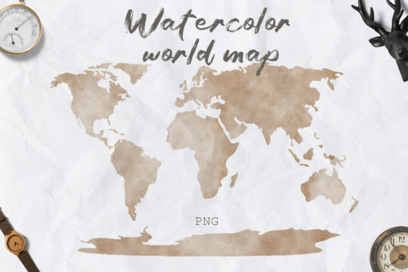 Download Watercolor World Map Clipart PNG - Watercolor Collection