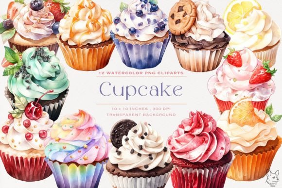 Download Cupcake Watercolor Clipart, Sweet Bakery - Watercolor Collection
