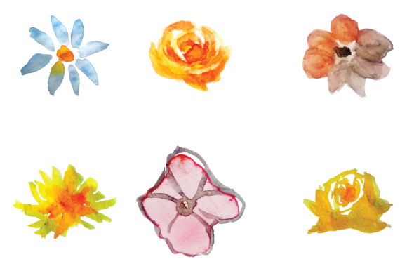 Download 6 Hand-painted Watercolor Flower Clipart - Watercolor Collection