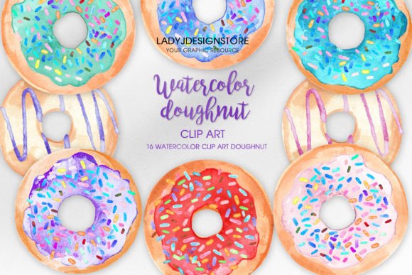 Download Watercolor Donuts Clipart - Watercolor Collection