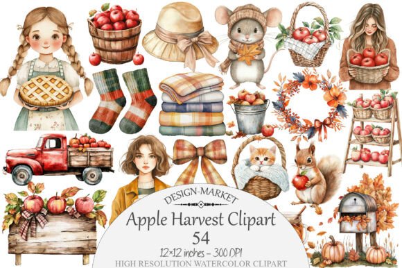 Download Watercolor Apple Harvest Clipart - Watercolor Collection