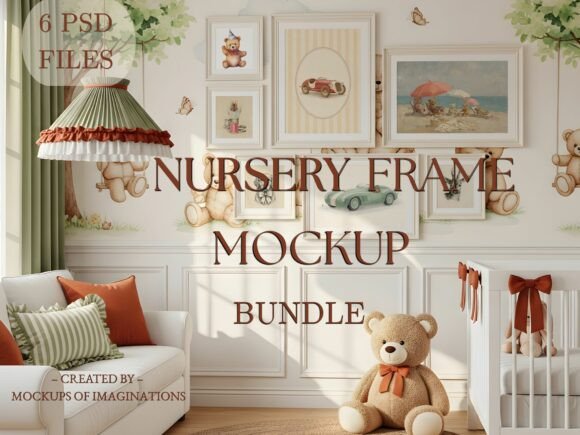 Download Teddy Bear Nursery Frame Mockup Bundle - Nursery frame mockup Collection