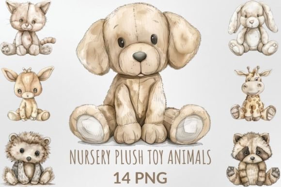 Download Watercolor Nursery Plush Toy Animals - Watercolor Collection