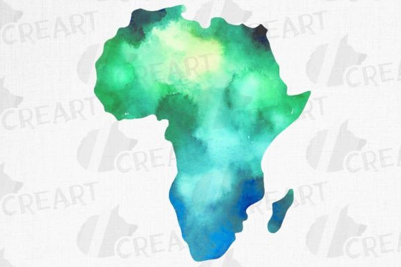 Download Watercolor Green Blue Africa Map Clipart - Watercolor Collection