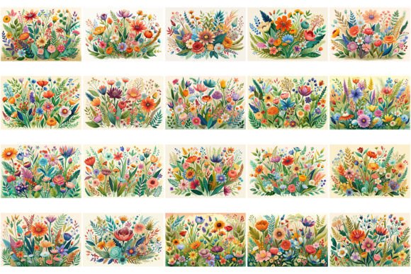 Download Boho Watercolor Wildflowers Bundle - Flowers Collection