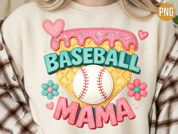 Download Baseball Mama Ice Cream Waffle PNG Shirt - Waffle png Collection