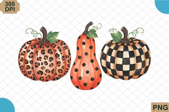 Download Fall Pattern Pumpkins Watercolor PNG - Watercolor Collection