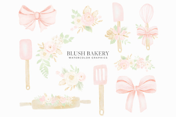 Download Blush Bakery Watercolor Bakery Clipart - Watercolor Collection
