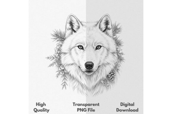 Download Arctic Wolf Face with Frost Flowers PNG - Flowers Collection