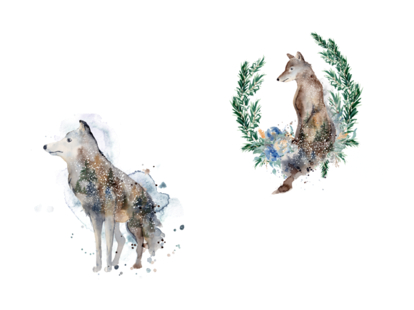 Download Watercolor Fox and Wolf Portraits - Watercolor Collection