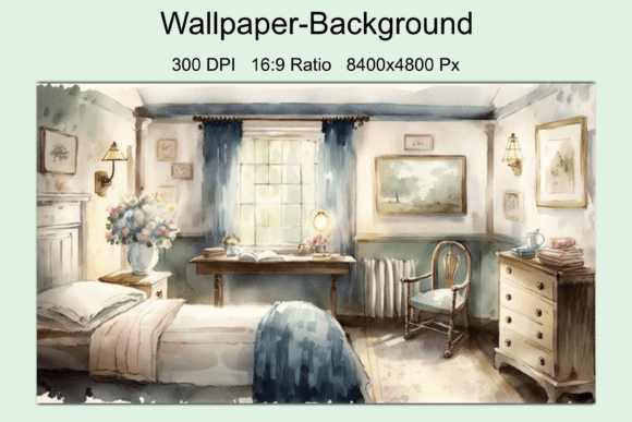 Download Watercolor Country Bedroom Background - Watercolor Collection