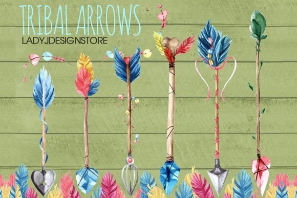 Download Watercolor Tribal Arrows Clipart - Watercolor Collection