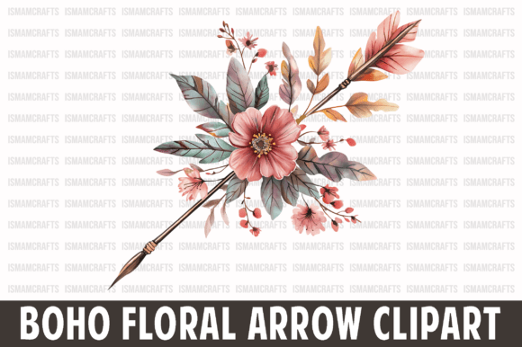 Download Boho Floral Arrow Watercolor Clipart - Watercolor Collection