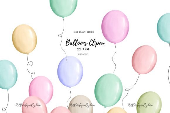 Download Watercolor Balloons Clipart PNG Bundle - Watercolor Collection