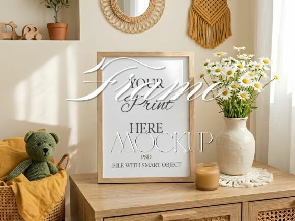 Download Boho Nursery Frame Mockup Kids Room PSD - Nursery frame mockup Collection