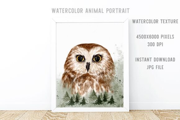 Download Watercolor Owl Portrait Foggy Forest - Watercolor Collection