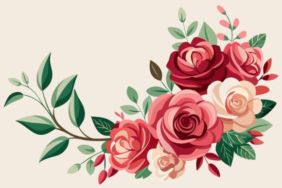 Download Watercolor Romantic Rose Corner Border - Watercolor Collection