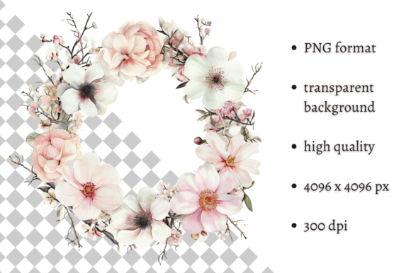 Download Watercolor Spring Floral Wreath Clipart - Watercolor Collection