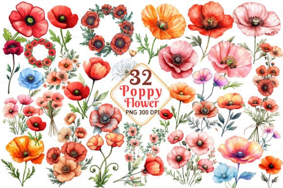 Download Poppy Flower Watercolor Cliparts - Watercolor Collection
