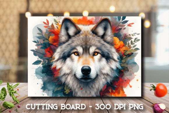 Download Fall Watercolor Wolf Art Cutting Board - Watercolor Collection