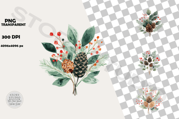 Download Festive Watercolor Botanical Clipart - Watercolor Collection