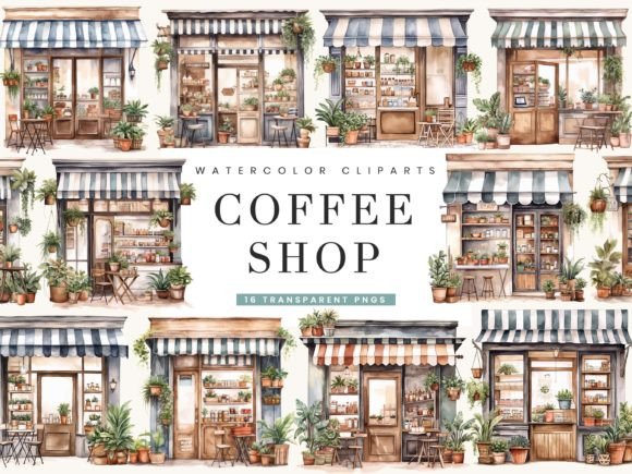 Download Watercolor Coffee Shop Clipart Bundle - Watercolor Collection