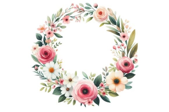 Download Watercolor Floral Wreath Clipart - Watercolor Collection