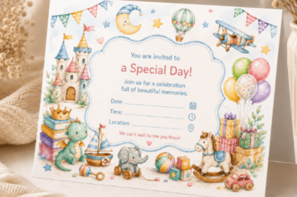 Download Watercolor Nursery Invitation Template - Watercolor Collection