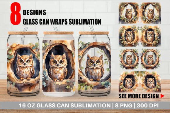 Download Glass Can Watercolor Owl - Watercolor Collection