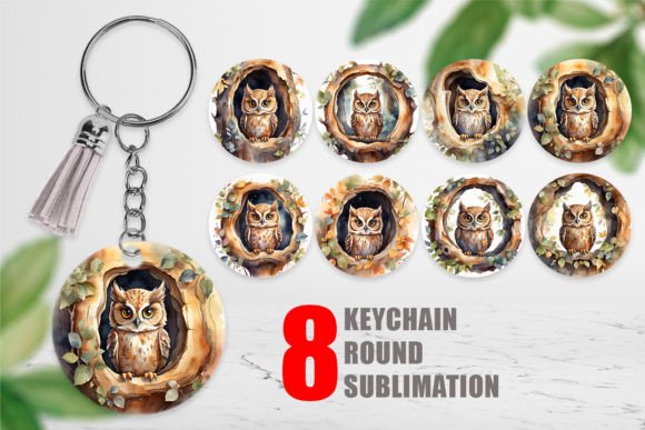 Download Keychain Watercolor Owl - Watercolor Collection