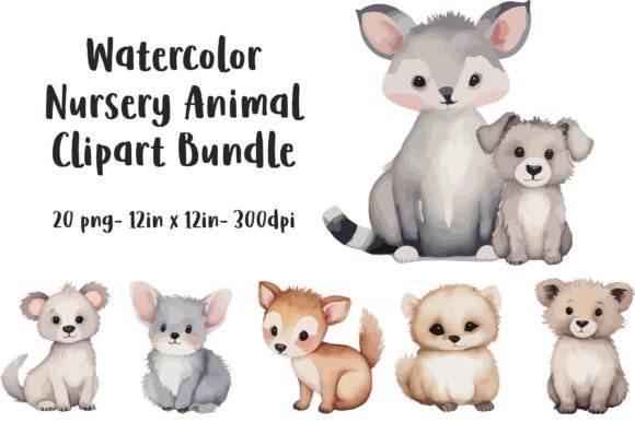 Download Watercolor Nursery Animal Clipart - Watercolor Collection