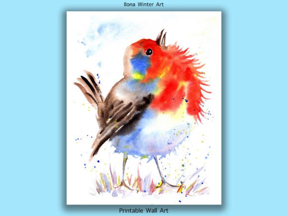 Download Watercolor Robin Printable Wall Art - Watercolor Collection