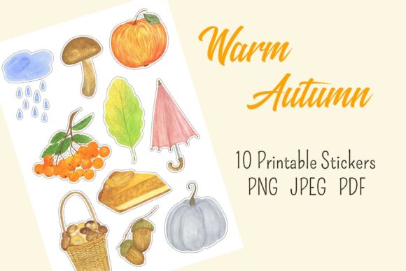 Download Autumn Sticker Pack, Watercolor Fall - Watercolor Collection