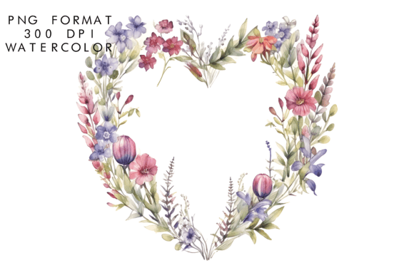 Download Watercolor Heart Flower Wreath - Watercolor Collection