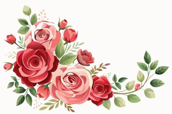 Download Watercolor Romantic Rose Corner Border - Watercolor Collection
