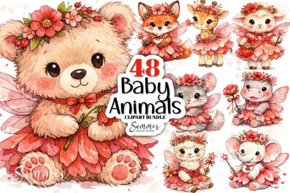 Download Watercolor Nursery Baby Animal Fairies - Watercolor Collection