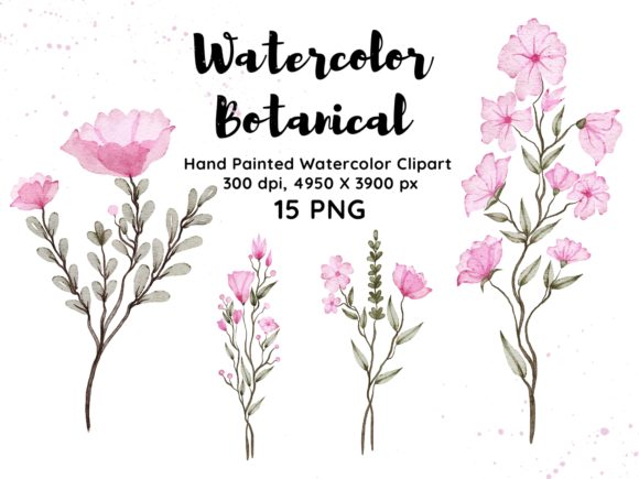 Download Watercolor Botanical Clipart PNG - Watercolor Collection