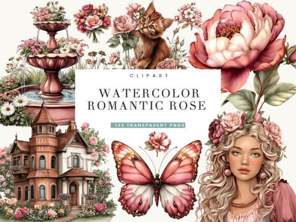Download Watercolor Romantic Rose Clipart - Watercolor Collection
