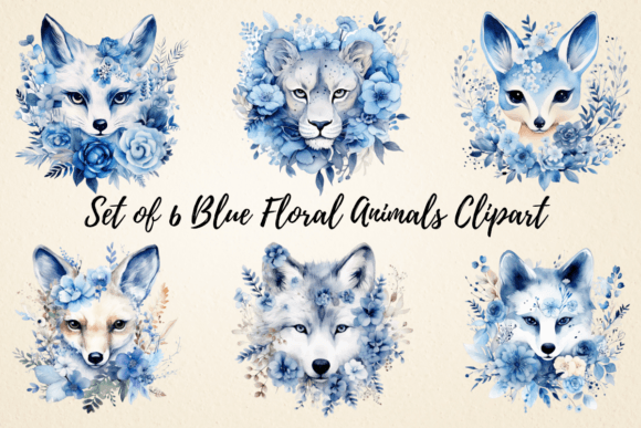 Download Blue Floral Animals Watercolor Clipart - Watercolor Collection